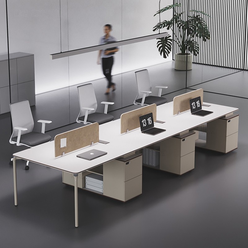 創(chuàng)意職員辦公桌簡(jiǎn)約現(xiàn)代工位員工4/6人位辦公室白色公司桌椅組合